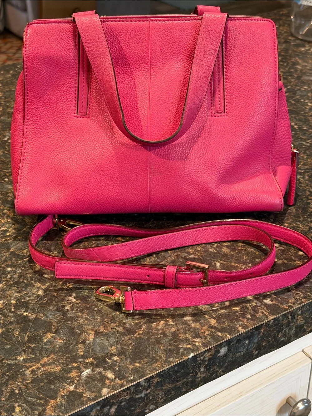 kate spade Hot Pink Leather Shoulder Bag with Tassel